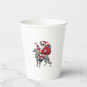 Xmas Lighting Santa Riding Italian Greyhound Dog C Pappbecher