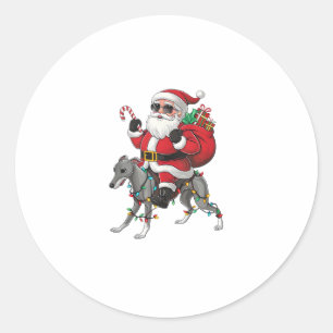 Xmas Lighting Santa Riding Italian Greyhound Dog C Runder Aufkleber