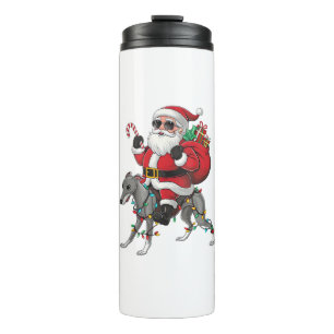 Xmas Lighting Santa Riding Italian Greyhound Dog C Thermosbecher