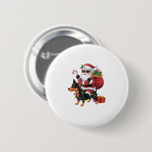 Xmas Lighting Santa Riding Miniatur Pinscher Hund Button (Vorne & Hinten)
