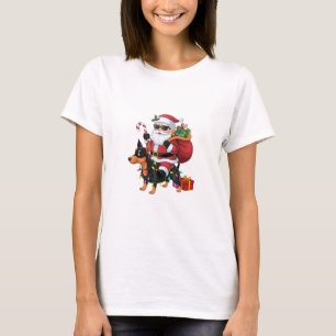 Xmas Lighting Santa Riding Miniatur Pinscher Hund T-Shirt