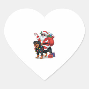 Xmas Lighting Santa Riding Rottweiler Dog Christma Herz-Aufkleber