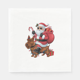 Xmas Lighting Santa Riding Scottish Terrier Dog Ch Serviette
