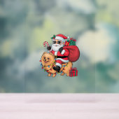 Xmas Lighting Santa Riding Spitz Dog Christma Acrylschild (Neutral)