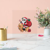 Xmas Lighting Santa Riding Spitz Dog Christma Acrylschild (Hochzeit)