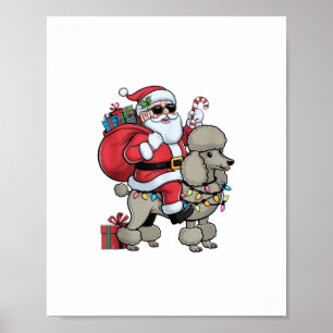 Xmas Lighting Santa Riding Standard Poodle Dog Chr Poster