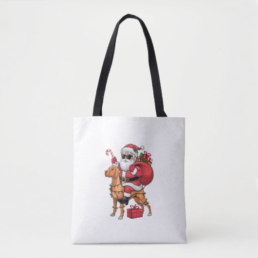 Xmas Lighting Santa Riding Vizsla Dog Weihnachten Tasche (Vorderseite)