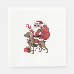 Xmas Lighting Santa Riding Weimaraner Dog Christma Serviette