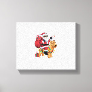 Xmas Lighting Santa Riding Wheaten Terrier Dog Chr Leinwanddruck
