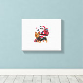 Xmas Lighting Santa Riding Yorkshire Terrier Dog C Leinwanddruck (Insitu (Holzboden))