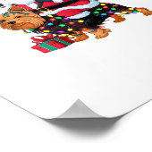 Xmas Lighting Santa Riding Yorkshire Terrier Dog C Poster (Ecke)