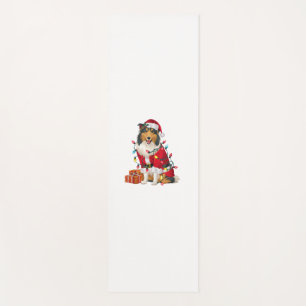 Xmas Lighting Santa Rough Collie Dog Weihnachten Yogamatte