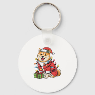 Xmas Lighting Santa Shiba Inu Hund Weihnachten Schlüsselanhänger