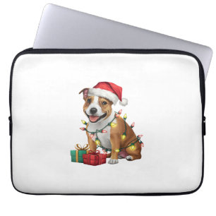 Xmas Lighting Santa Staffordshire Bull Terrier Dog Laptopschutzhülle