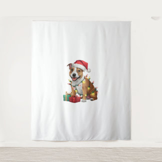 Xmas Lighting Santa Staffordshire Bull Terrier Dog Wandteppich