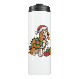 Xmas Lighting Santa Treeing Walker Coonhound Hund  Thermosbecher