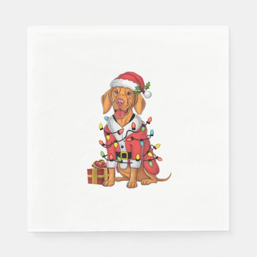 Xmas Lighting Santa Vizsla Dog Weihnachten Serviette (Vorderseite)