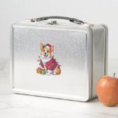 Xmas Lighting Santa Welsh Corgi Dog Weihnachten Metall Brotdose (Beispiel)