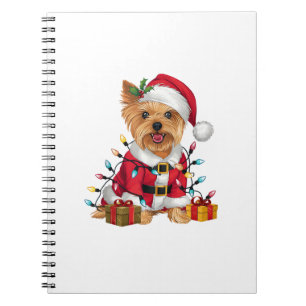 Xmas Lighting Santa Yorkshire Terrier Dog Christma Notizblock
