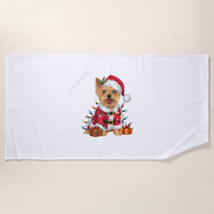 Xmas Lighting Santa Yorkshire Terrier Dog Christma Strandtuch