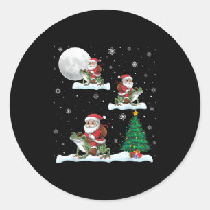 Xmas Lighting Tree Santa Riding Ison Dart Frog Chr Runder Aufkleber
