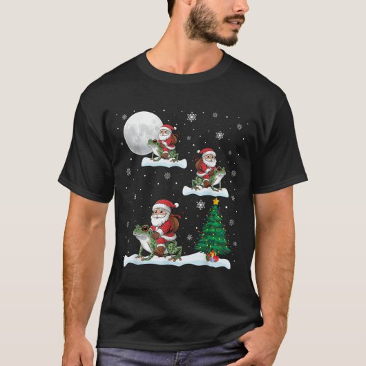Xmas Lighting Tree Santa Riding Ison Dart Frog Chr T-Shirt (Vorderseite)
