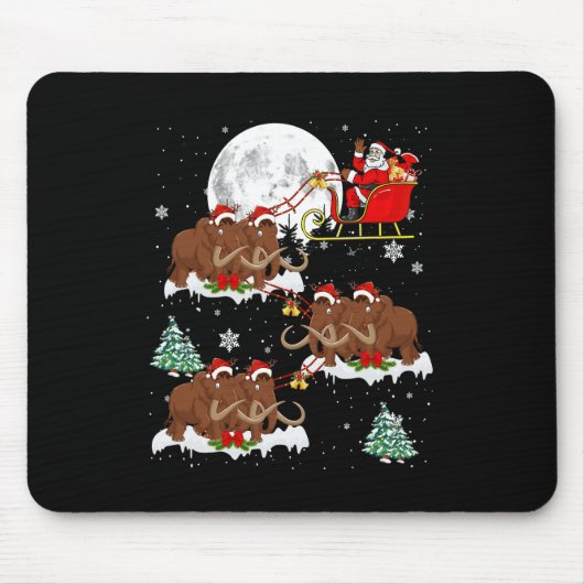 Xmas Lighting Tree Santa Riding Wooly Mammoth Chr Mousepad (Vorne)