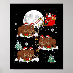 Xmas Lighting Tree Santa Riding Wooly Mammoth Chr Poster