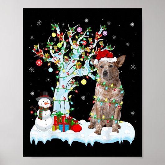 Xmas Lighting Tree Weihnachtsmannmütze Australian Poster (Vorne)