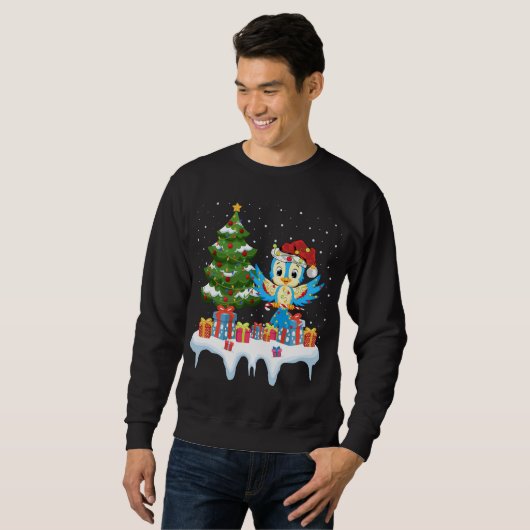 Xmas Lighting Tree Weihnachtsmannmütze Bluebird We Sweatshirt (Vorne ganz)