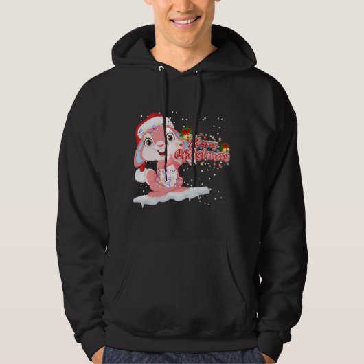 Xmas Lighting Tree Weihnachtsmannmütze Rabbit Bunn Hoodie (Vorderseite)
