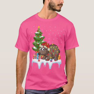 Xmas Lighting Tree Weihnachtsmannmütze Wombat Weih T-Shirt