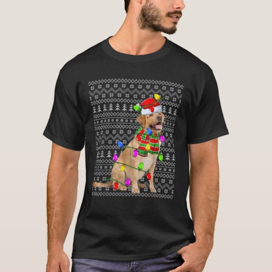 Xmas Lighting Ugly Santa Golden Retriever Dog Chri T-Shirt (Vorderseite)
