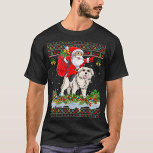 Xmas Lighting Ugly Santa Riding Great Pyrenäen Hun T-Shirt
