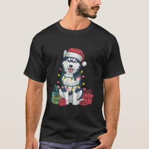 Xmas Lighting Weihnachtsmannmütze Alaskan Husky Do T-Shirt
