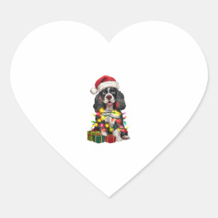 Xmas Lighting Weihnachtsmannmütze Alaskan Malamute Herz-Aufkleber