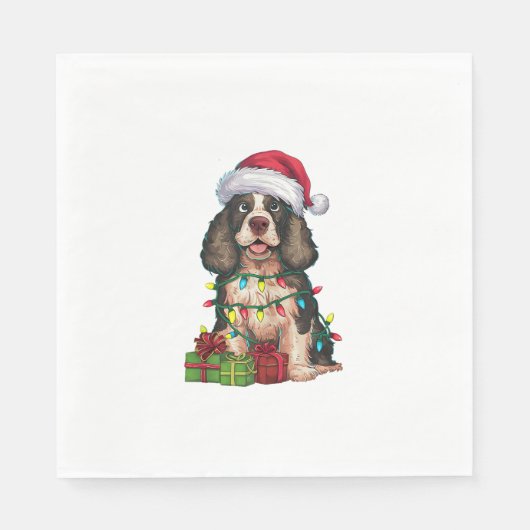 Xmas Lighting Weihnachtsmannmütze Alaskan Malamute Serviette (Vorderseite)