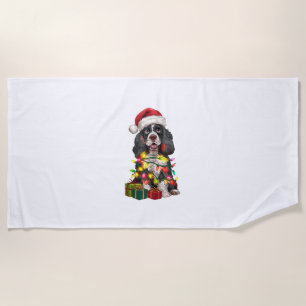 Xmas Lighting Weihnachtsmannmütze Alaskan Malamute Strandtuch