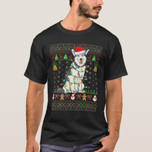 Xmas Lighting Weihnachtsmannmütze Alaskan Malamute T-Shirt