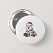 Xmas Lighting Weihnachtsmannmütze American Eskimo Button (Vorne & Hinten)