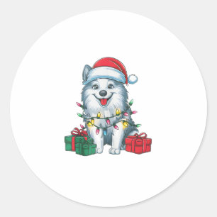 Xmas Lighting Weihnachtsmannmütze American Eskimo Runder Aufkleber