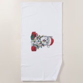 Xmas Lighting Weihnachtsmannmütze American Eskimo Strandtuch (Vorderseite)