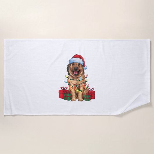 Xmas Lighting Weihnachtsmannmütze Anatolian Shephe Strandtuch (Vorderseite)