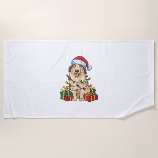 Xmas Lighting Weihnachtsmannmütze Anatolian Shephe Strandtuch (Vorderseite)