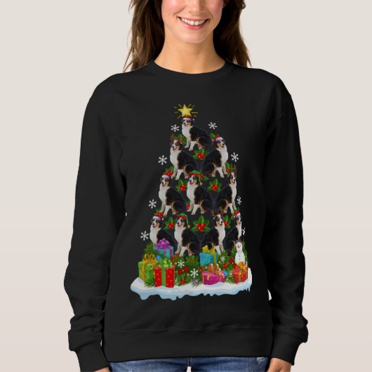 Xmas Lighting Weihnachtsmannmütze Australian Sheph Sweatshirt (Vorderseite)