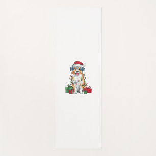 Xmas Lighting Weihnachtsmannmütze Australian Sheph Yogamatte