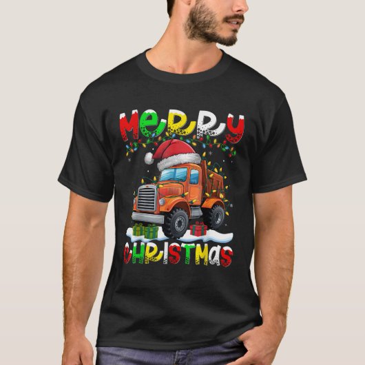 Xmas Lighting Weihnachtsmannmütze Bau LKW Merry C T-Shirt (Vorderseite)