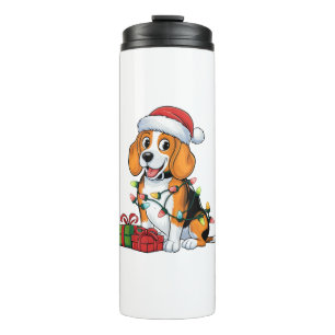 Xmas Lighting Weihnachtsmannmütze Beagle Weihnacht Thermosbecher