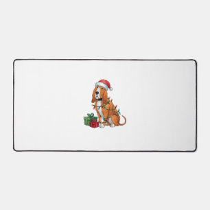 Xmas Lighting Weihnachtsmannmütze Bloodhound Dog W Schreibtischunterlage