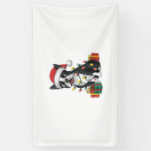 Xmas Lighting Weihnachtsmannmütze Boston Terrier D Banner (Vertikal)